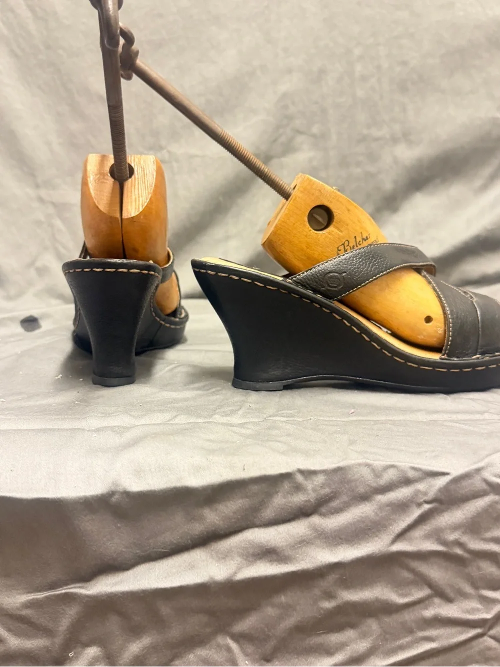 Born Black Leather Crisscross Slide Sandals - Women